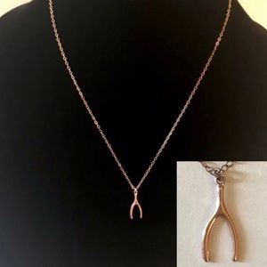 Rose Gold Filled Silver Wishbone Pendant Necklace